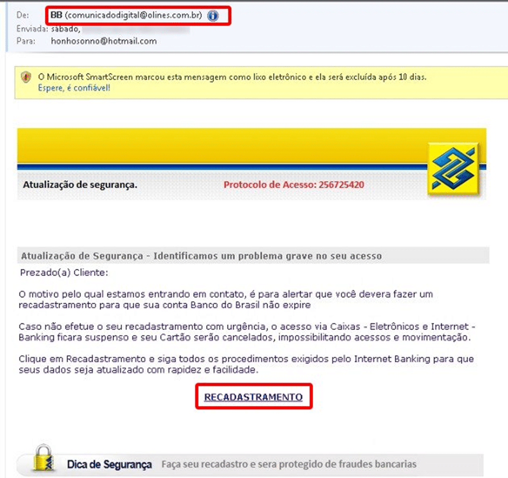 ⚠️ Alerta: Golpe de Phishing! 🎣💻